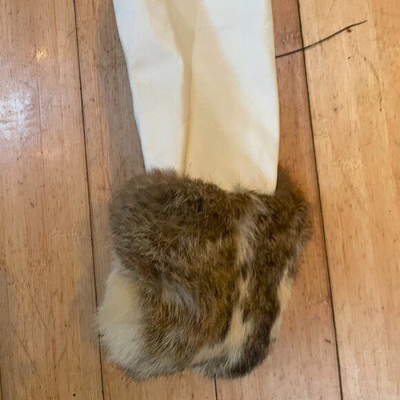 White Leather Jacket with Rabbit Fur - Picture 4 of 6